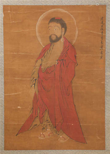 Silk Painting of Human Statue from ChenHongYuan陳洪媛羅漢絹