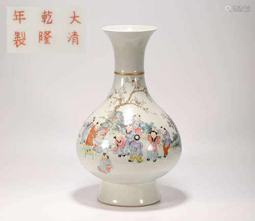 Pink Glazed Vase from Qing清代粉彩童子瓶