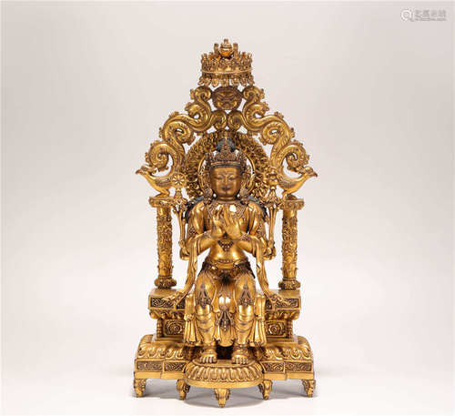 Copper and Gold Tara Buddha Statue from 16th Century十六世紀銅鎏金彌勒菩薩