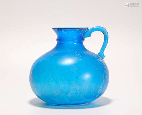 Blue Glazed Holding Vase from Tang唐代藍釉琉璃執壺