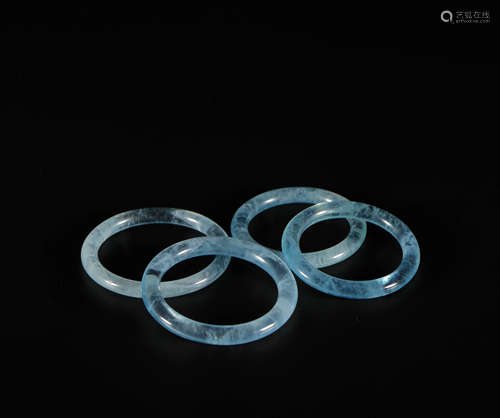 Four A set of Aquamarine Cassock Ring from Qing清代海藍寶石袈裟環四個