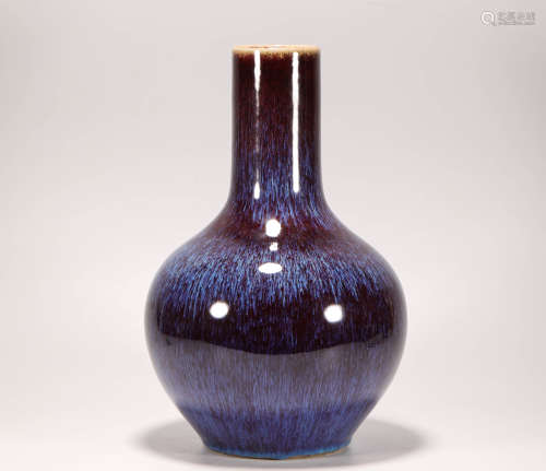 Navy Glazed vase from Qing清代爐鈞釉天球瓶