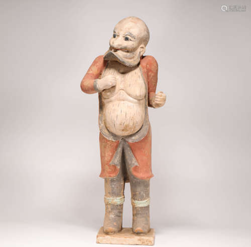 Colored Ceramic Human Statue from Tang唐代彩陶胡人立像