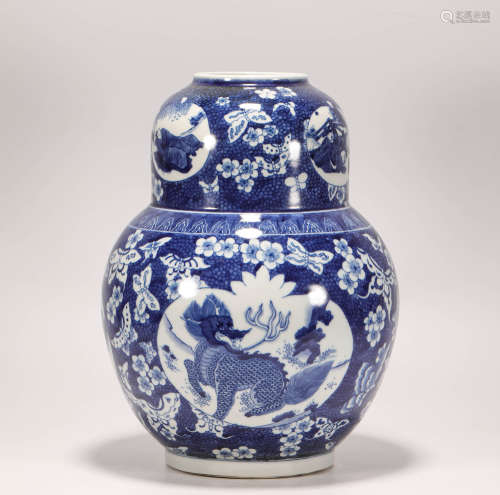Blue and White Porcelain Vase from Qing清代青花開光罐