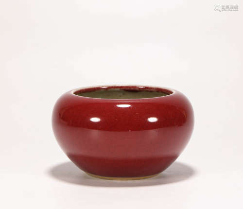Red Glazed Pen Washer from Qing清代季紅筆洗