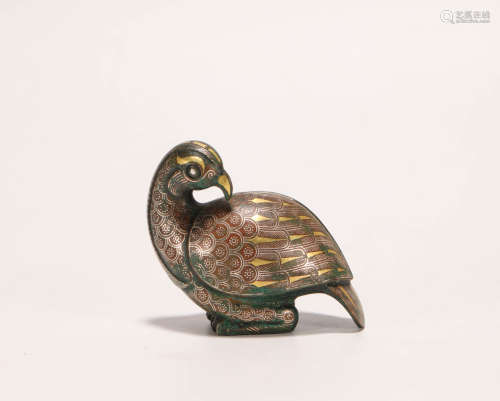 Bronze and Gilding Bird from Han漢代青銅措金吉鳥