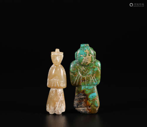 HeTian jade and Tophus Human Statue from Han漢代和田玉，綠松石人物俑