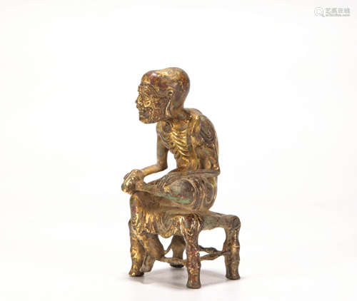 Copper and Golden Luohan Statue from Qing清代銅鎏金羅漢