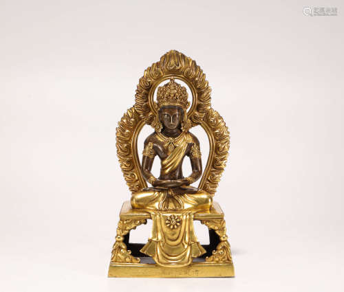 Copper and Golden Tara Buddha Statue from Qing清代銅鎏金度母佛造像