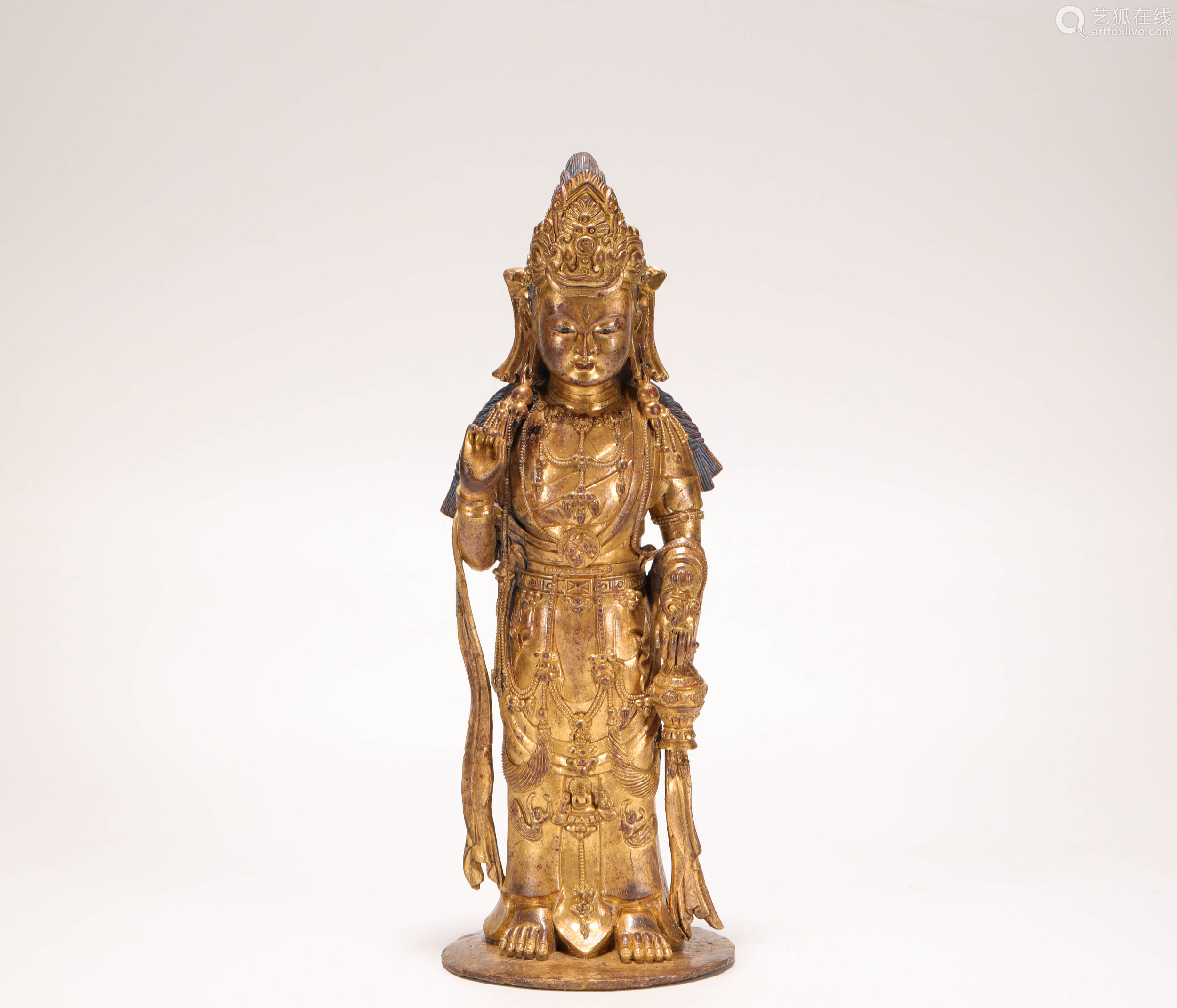 copper and golden avalokitesvara from liao辽代铜鎏金观音立像