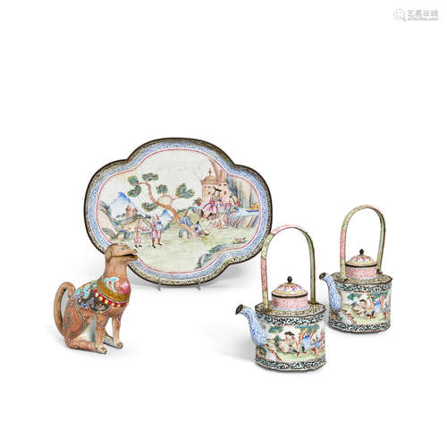 A group of canton enamel decorations 19th century