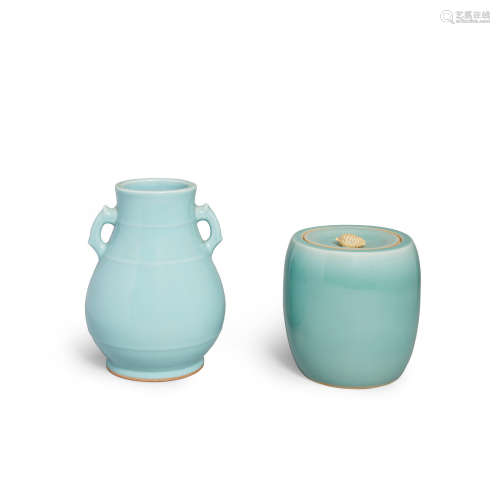 Two celadon glazed studio ceramics