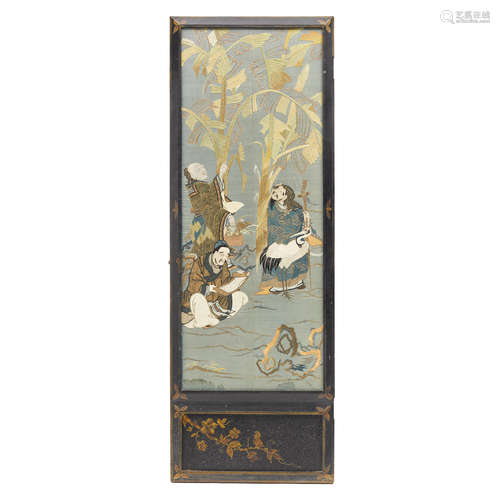 A large framed Japanese textile Meiji (1868-1912) or Taisho (1912-1926) era, early 20th century