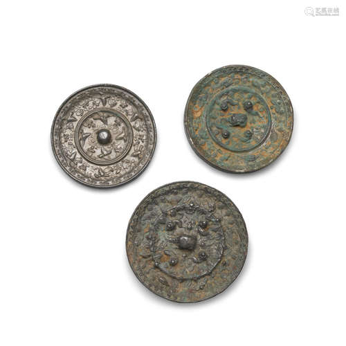 Three cast bronze mirrors Han dynasty or later