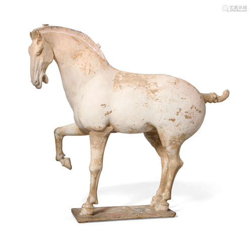 An unglazed pottery horse Tang dynasty