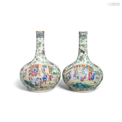 A pair of canton famille rose vases 19th century