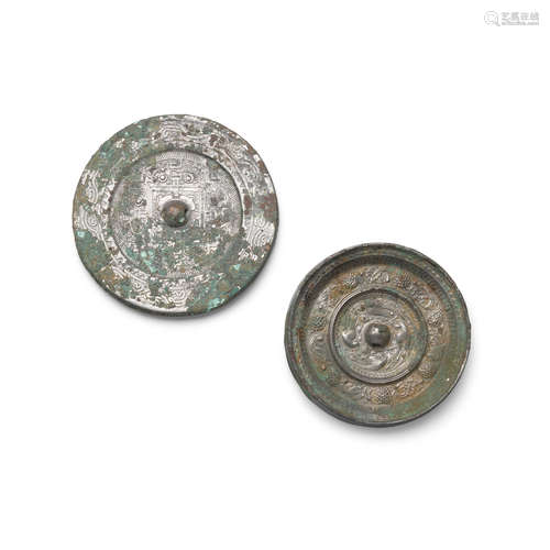 Two bronze mirrors Han dynasty