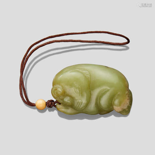 A yellow jade recumbent ram