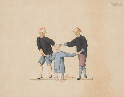 Anonymous, Canton School A group of gouaches depicting Methods of Torture & Punishment, 19th century