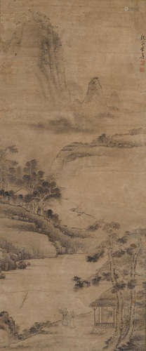 Attributed to Li Shizhuo (1687-1770) River Landscape with Scholar