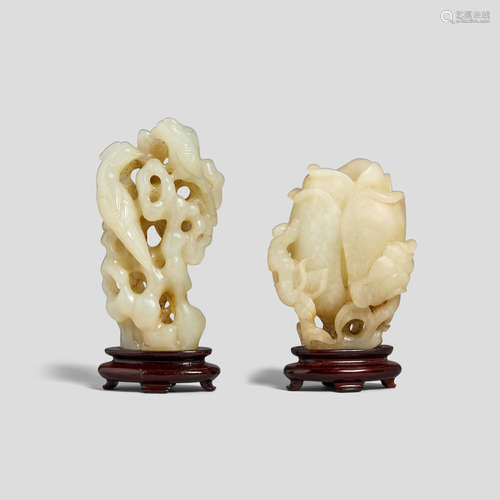 Two jade sculptures Lotus-form vase: late Qing/Republic period