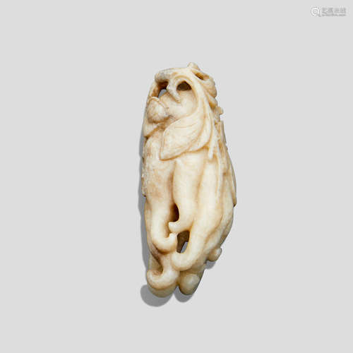 A chicken bone jade carving of a buddha's hand citron 18th/19th century