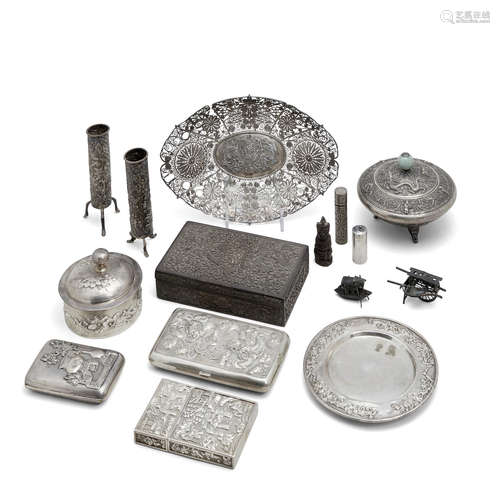 A group of nine pieces of Chinese export silver 19th century