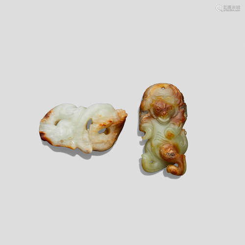 Two yellow and russet jade pendants Qing dynasty