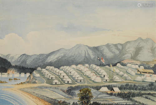 Anonymous, 19th century Military encampment near Hong Kong, circa 1866