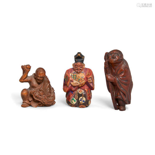 A group of three wood netsuke Edo period (1651-1868) or early Meiji era (1868-1912)