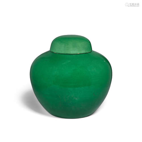 A large green glazed covered jar Republic Period