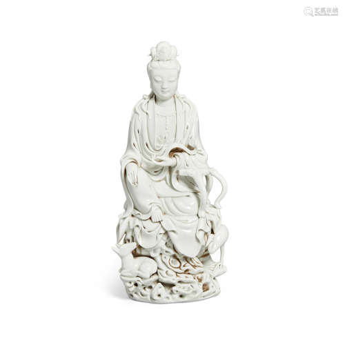 A Blanc-de-chine figure of Guanyin late Qing dynasty or later