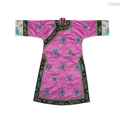 A purple brocade silk informal robe Late Qing/Republic Period