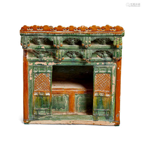 A glazed pottery model of a temple Ming dynasty