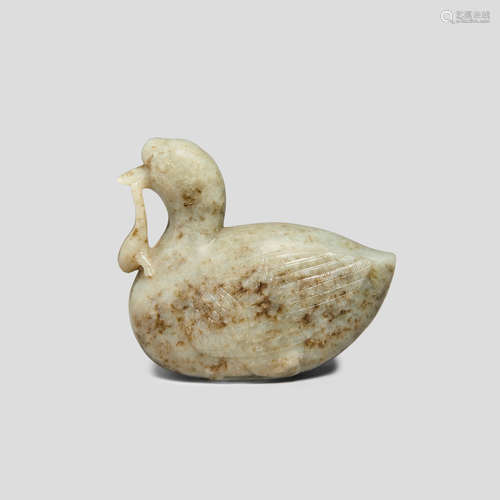 A jade carving of a duck