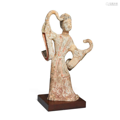 A painted gray pottery figure of dancer Tang dynasty