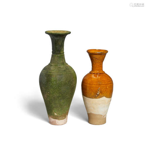 Two glazed buff pottery vases Liao dynasty (907-1125)