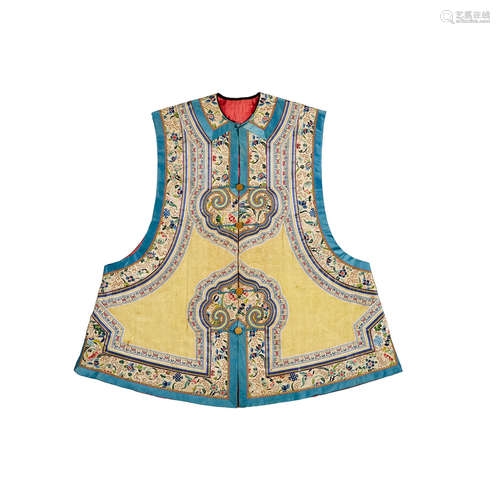 A woman's yellow ground silk winter vest Late 19th/early 20th century