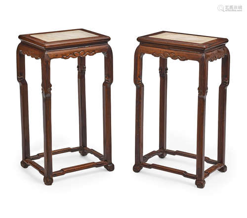 Two hardwood marble top tables 19th century