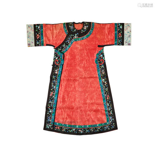 A Manchu woman's pink-red summer gauze robe Late Qing dynasty