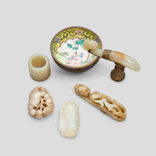 A group of five jade decorations Qing dynasty