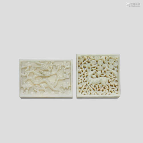 two small carved jade plaques Ming dynasty