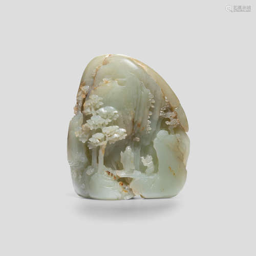 A CELADON JADE MOUNTAIN 18th/19th century