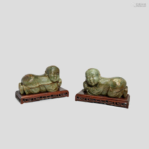 A pair of jade boys 20th century