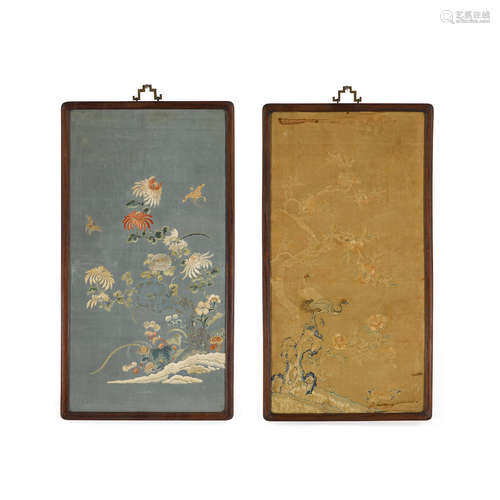 Two embroidery silk panels Late Qing/Republic period