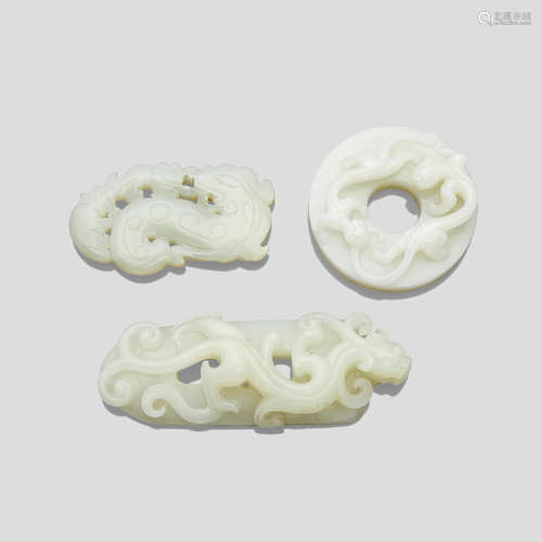 Three white jade carvings