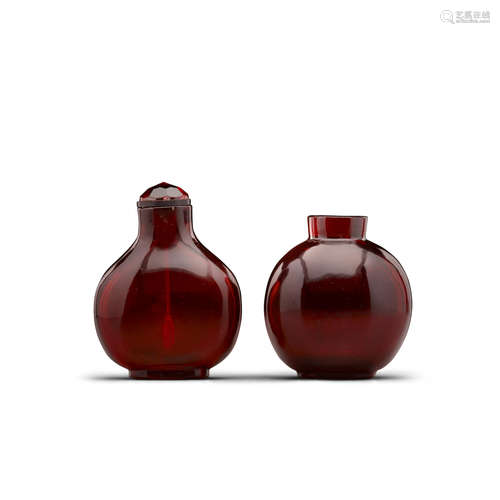 Two ruby-red glass snuff bottles 1800-1880