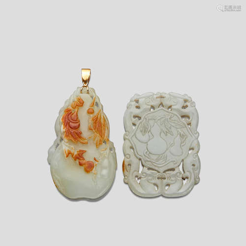 Two carved jade pendants