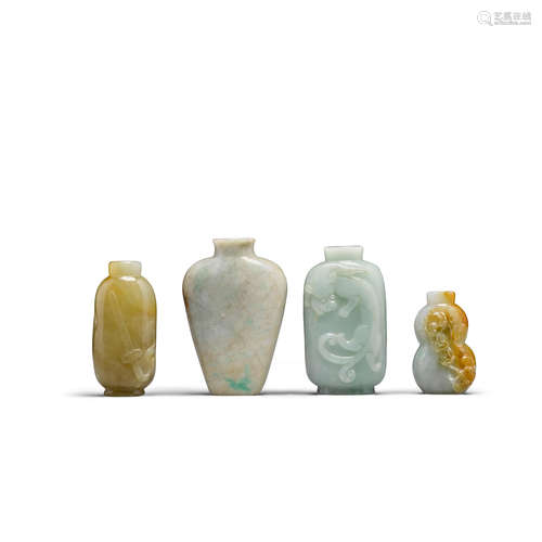 Four jadeite snuff bottles 20th century