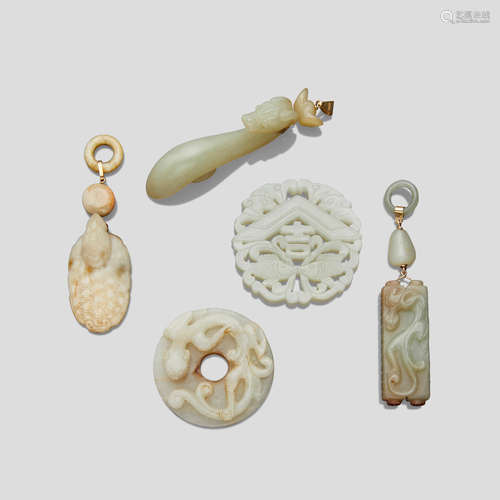 A group of five jade decorations